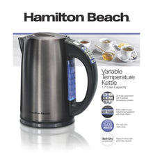 Hamilton Beach 1.7 Liter Variable Temperature Electric Kettle Model 41022, Brushed Black Stainless Steel