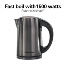 Hamilton Beach 1.7 Liter Variable Temperature Electric Kettle Model 41022, Brushed Black Stainless Steel