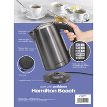 Hamilton Beach 1.7 Liter Variable Temperature Electric Kettle Model 41022, Brushed Black Stainless Steel