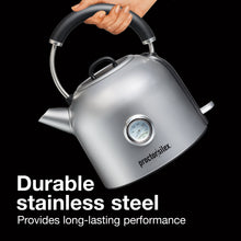 Proctor Silex Electric Dome Kettle, 1.7 Liter Capacity, Temperature Gauge, Stainless Steel, 41035