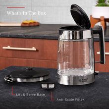 Russell Hobbs Glass 1.7L Electric Kettle, Black & Stainless Steel, KE7900BKR